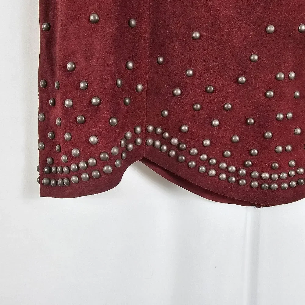 NWT Free People Studded Skirt in Wine - Size 4